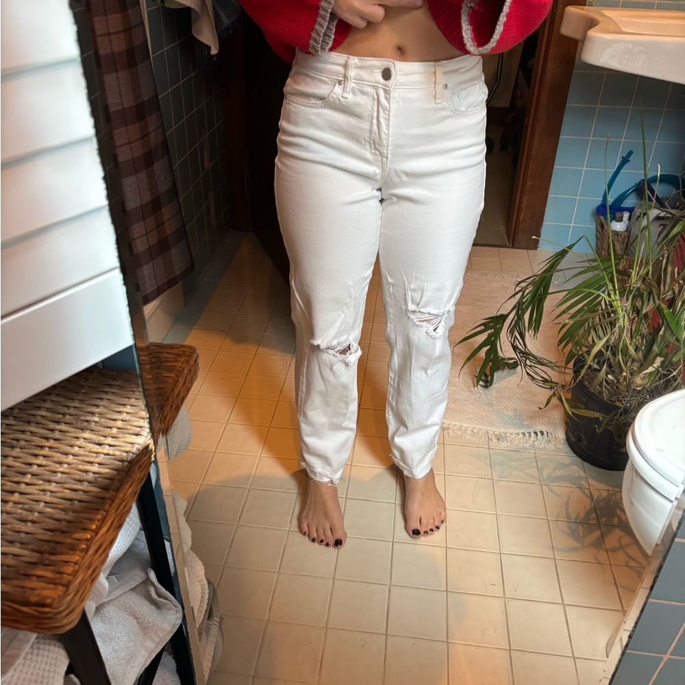 Classic White Straight Leg Jeans for Women